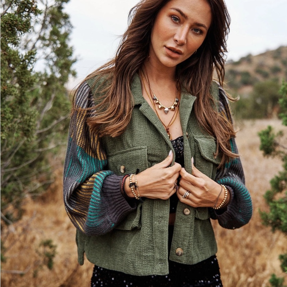 NEW Green Corduroy Button Up Jacket